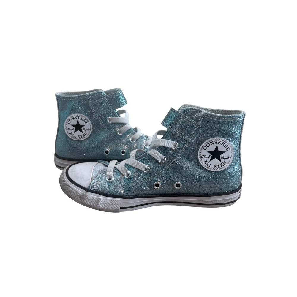 Converse All Star Blue Glitter High Top Girls' Shoes "Winter Slay" Size 1.5Y